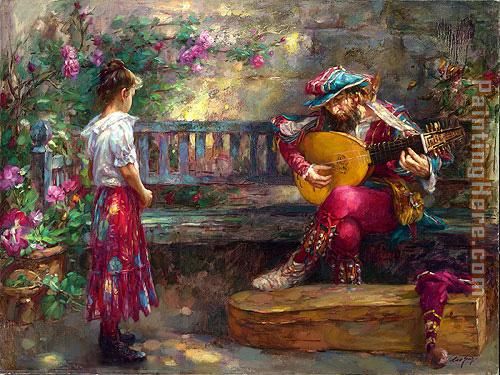 GIRL WITH MUSICIAN painting - Cao Yong GIRL WITH MUSICIAN art painting